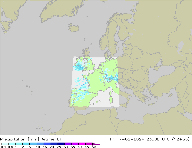 Precipitazione Arome 01 ven 17.05.2024 00 UTC