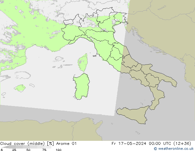 oblačnosti uprostřed Arome 01 Pá 17.05.2024 00 UTC