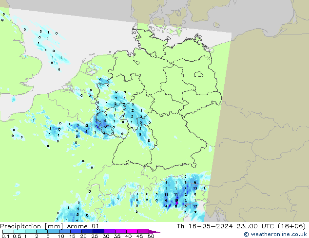 Precipitation Arome 01 Th 16.05.2024 00 UTC