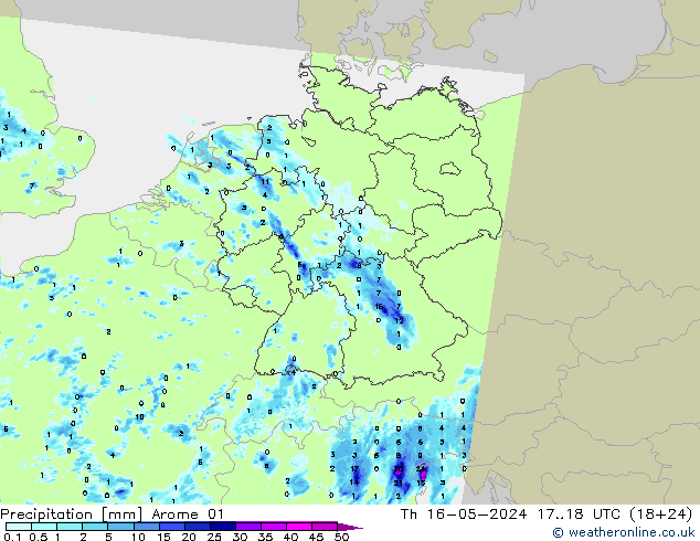 Precipitation Arome 01 Th 16.05.2024 18 UTC