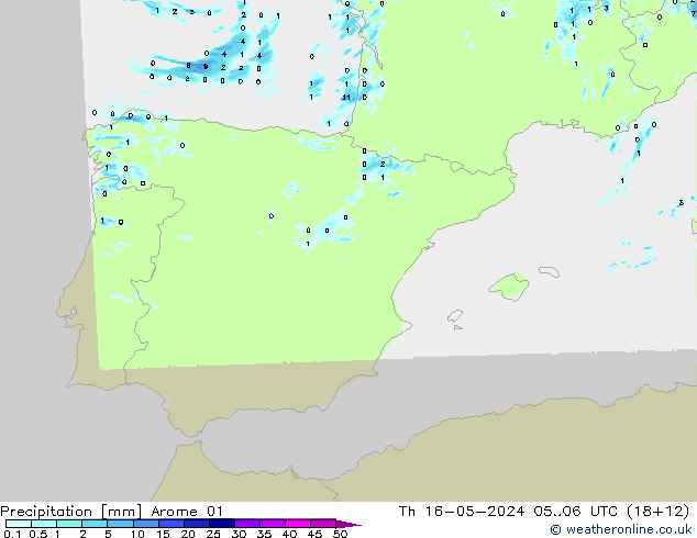 precipitação Arome 01 Qui 16.05.2024 06 UTC