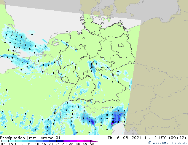 Precipitation Arome 01 Th 16.05.2024 12 UTC
