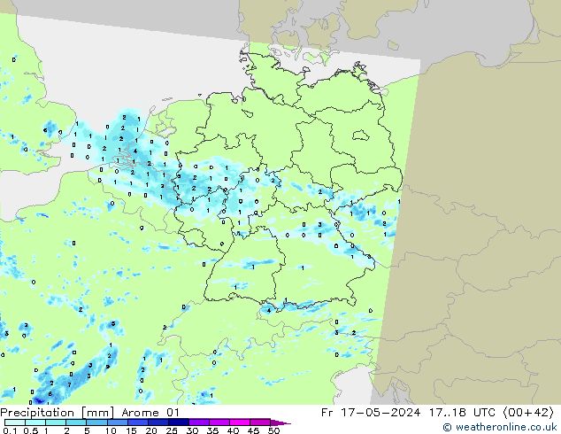 Precipitación Arome 01 vie 17.05.2024 18 UTC