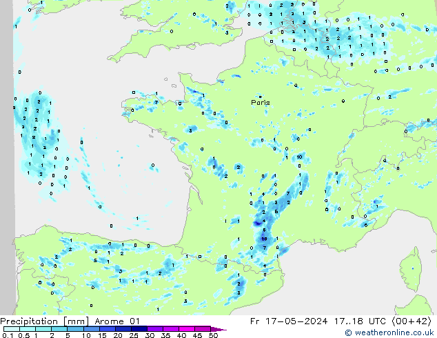 precipitação Arome 01 Sex 17.05.2024 18 UTC