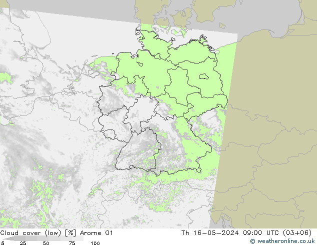 云 (低) Arome 01 星期四 16.05.2024 09 UTC