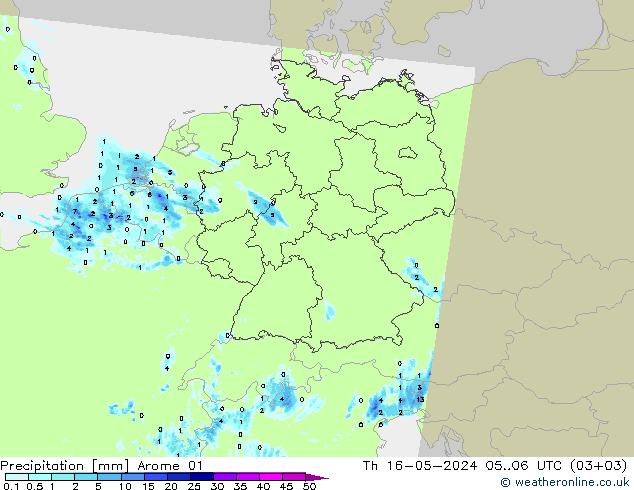 precipitação Arome 01 Qui 16.05.2024 06 UTC