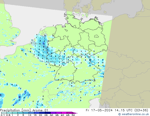 Precipitación Arome 01 vie 17.05.2024 15 UTC