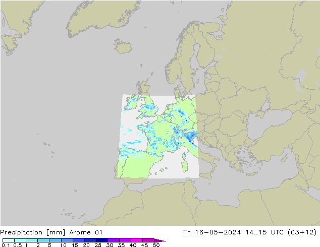 Precipitation Arome 01 Th 16.05.2024 15 UTC
