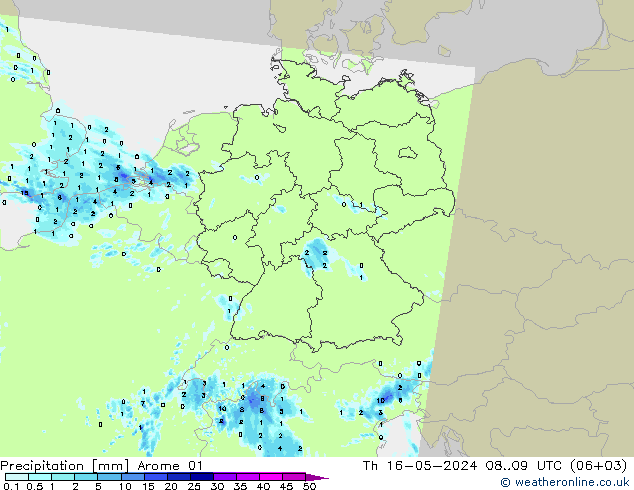 Precipitation Arome 01 Th 16.05.2024 09 UTC