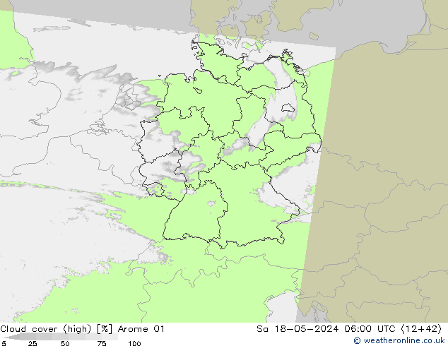 zachmurzenie (wysokie) Arome 01 so. 18.05.2024 06 UTC