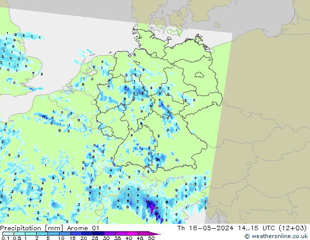 Niederschlag Arome 01 Do 16.05.2024 15 UTC