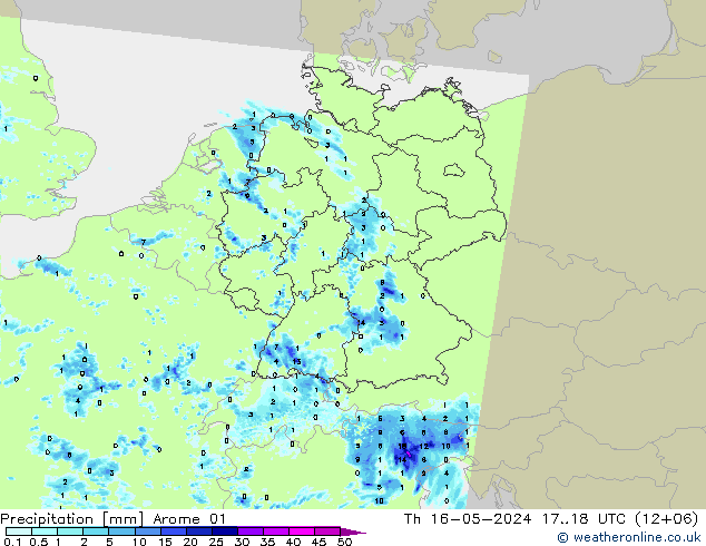 降水 Arome 01 星期四 16.05.2024 18 UTC