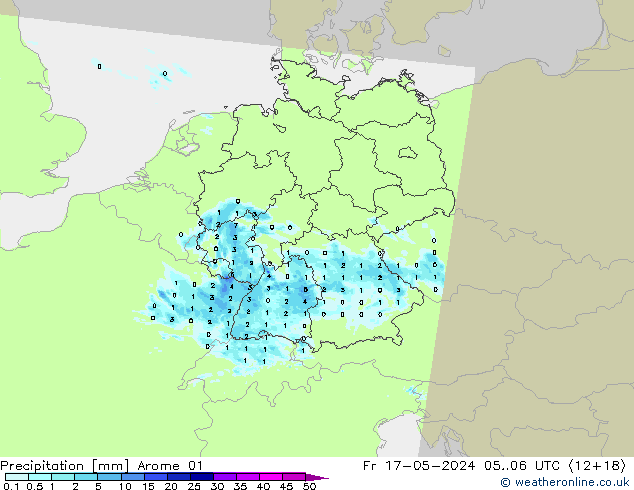 Precipitation Arome 01 Fr 17.05.2024 06 UTC