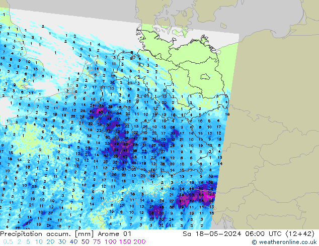 Precipitation accum. Arome 01 sab 18.05.2024 06 UTC