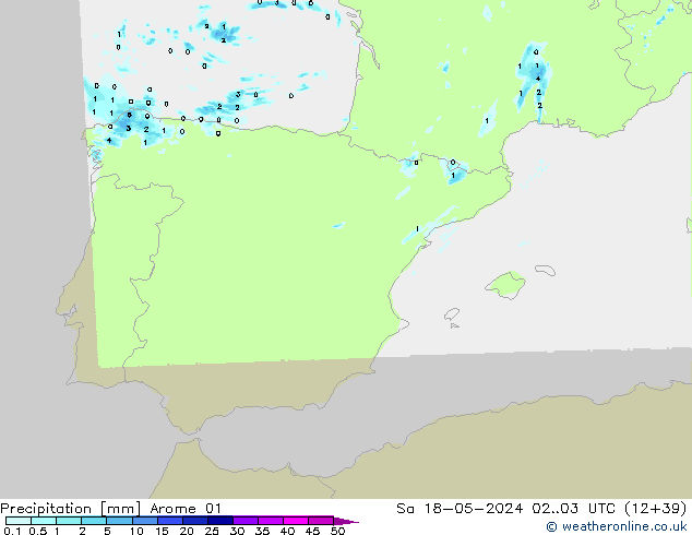 Precipitation Arome 01 Sa 18.05.2024 03 UTC