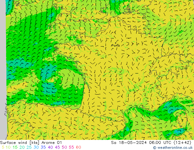 Bodenwind Arome 01 Sa 18.05.2024 06 UTC