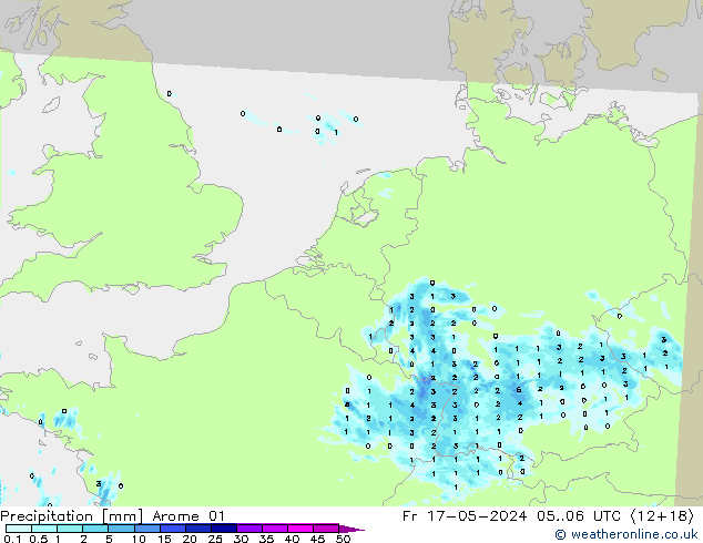 Precipitation Arome 01 Fr 17.05.2024 06 UTC