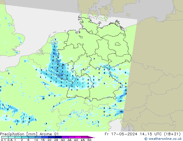 Precipitation Arome 01 Fr 17.05.2024 15 UTC