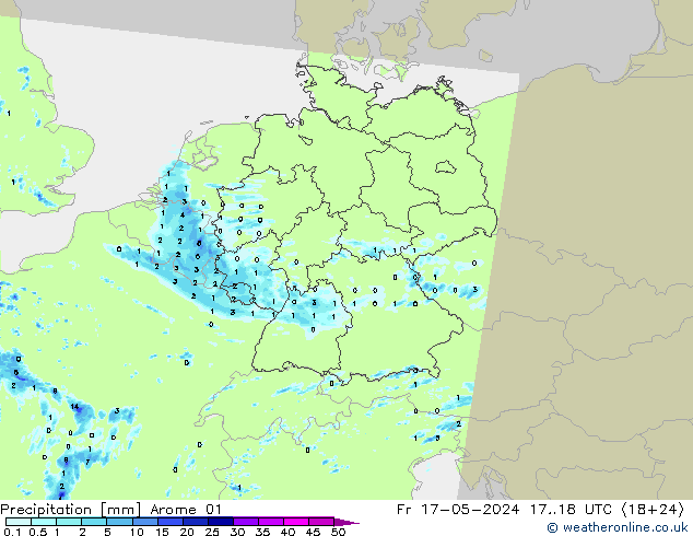 降水 Arome 01 星期五 17.05.2024 18 UTC