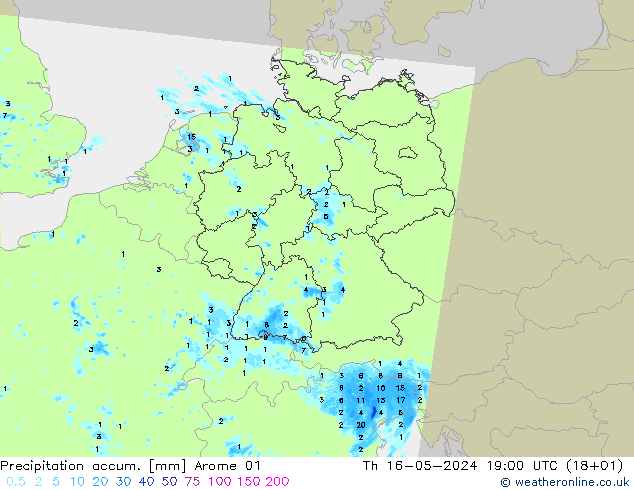 Precipitation accum. Arome 01 Qui 16.05.2024 19 UTC