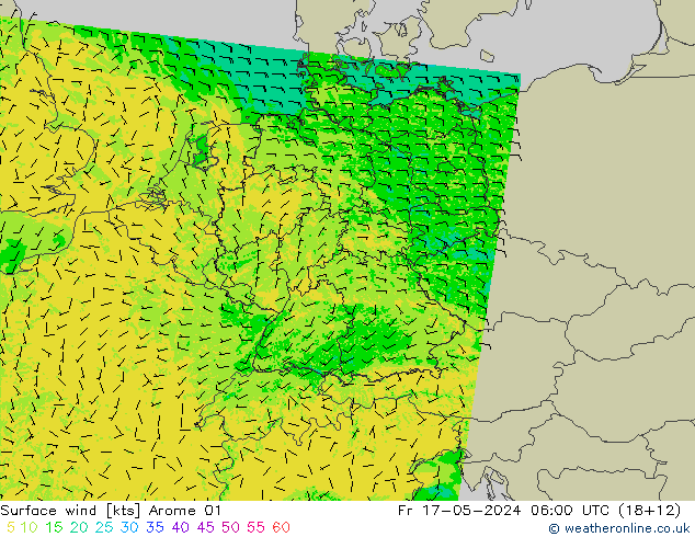 Bodenwind Arome 01 Fr 17.05.2024 06 UTC