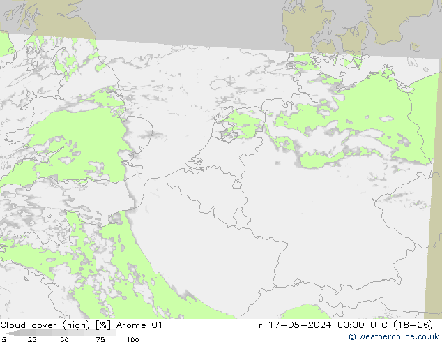 zachmurzenie (wysokie) Arome 01 pt. 17.05.2024 00 UTC