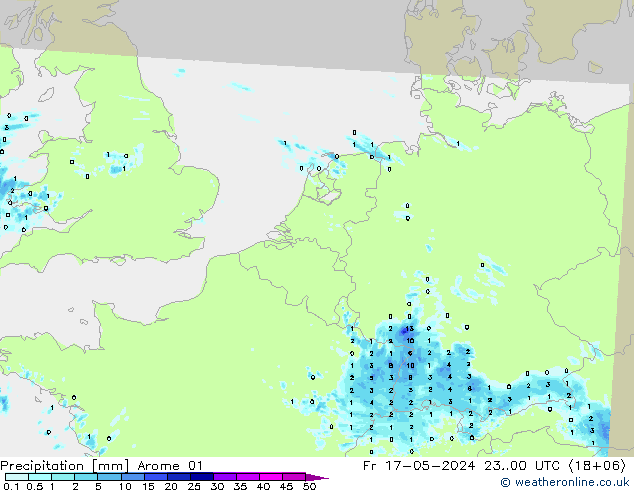 precipitação Arome 01 Sex 17.05.2024 00 UTC