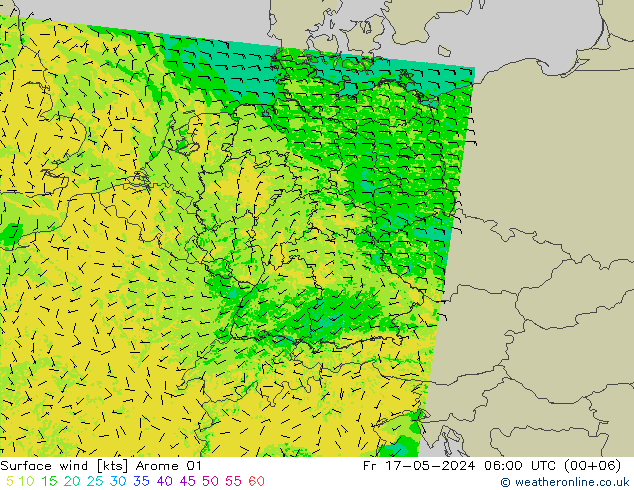 ветер 10 m Arome 01 пт 17.05.2024 06 UTC