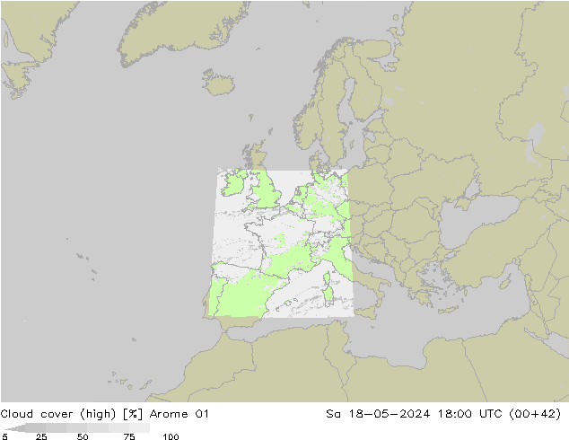Bewolking (Hoog) Arome 01 za 18.05.2024 18 UTC