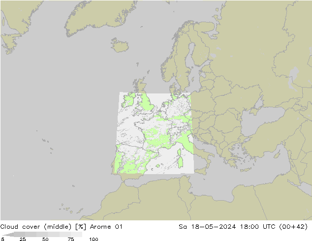 Nubi medie Arome 01 sab 18.05.2024 18 UTC