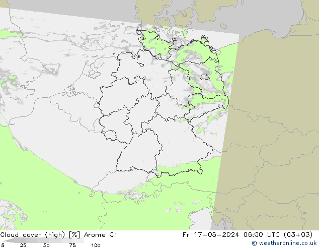 Nuages (élevé) Arome 01 ven 17.05.2024 06 UTC