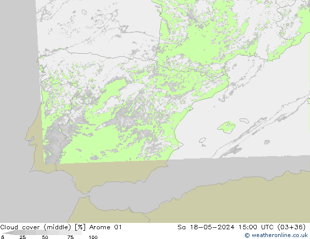 Bewolking (Middelb.) Arome 01 za 18.05.2024 15 UTC