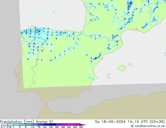 Precipitation Arome 01 Sa 18.05.2024 15 UTC
