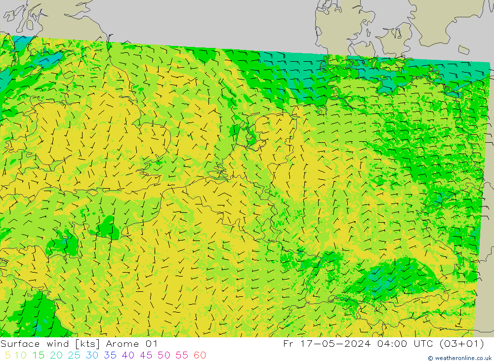 Bodenwind Arome 01 Fr 17.05.2024 04 UTC