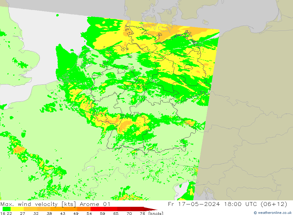 Windböen Arome 01 Fr 17.05.2024 18 UTC