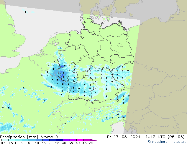 Niederschlag Arome 01 Fr 17.05.2024 12 UTC