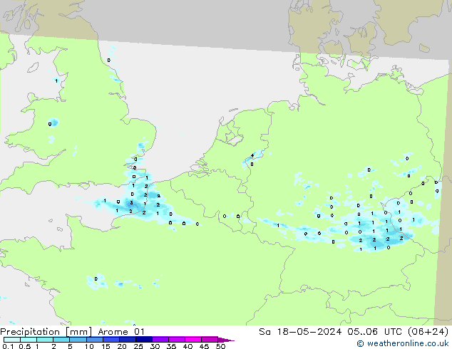 precipitação Arome 01 Sáb 18.05.2024 06 UTC