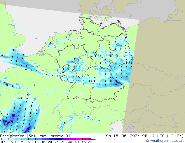 Yağış (6h) Arome 01 Cts 18.05.2024 12 UTC