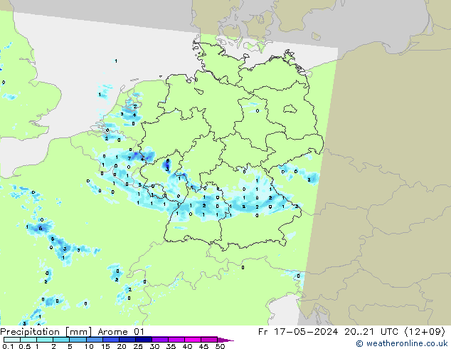 Precipitation Arome 01 Fr 17.05.2024 21 UTC