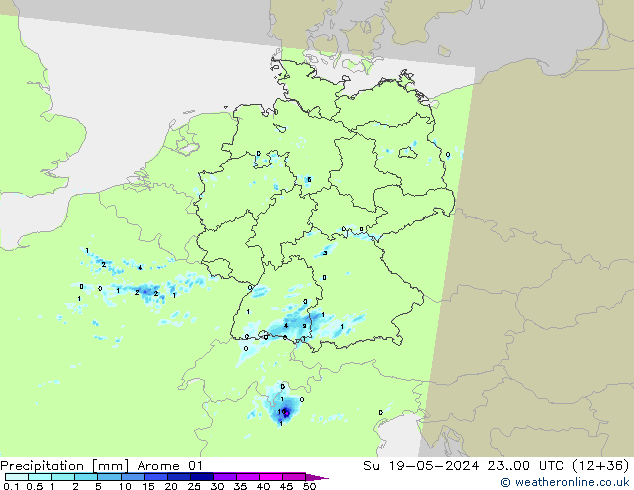 Neerslag Arome 01 zo 19.05.2024 00 UTC