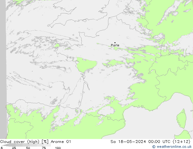 Nuages (élevé) Arome 01 sam 18.05.2024 00 UTC