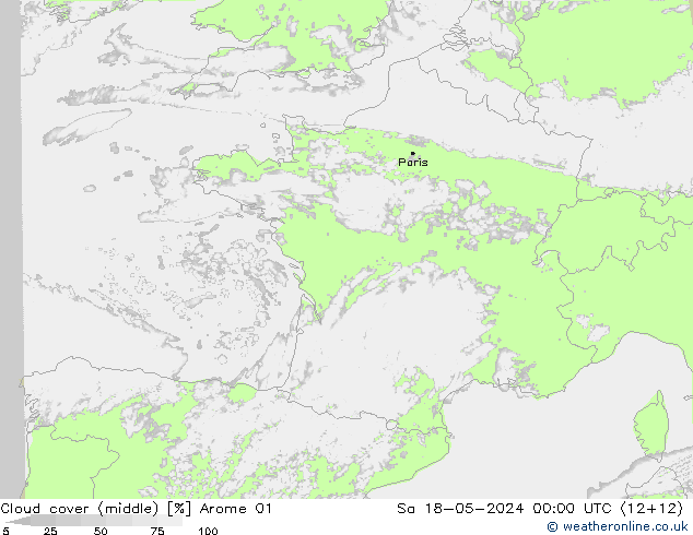 Nuages (moyen) Arome 01 sam 18.05.2024 00 UTC