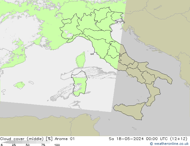 zachmurzenie (środk.) Arome 01 so. 18.05.2024 00 UTC