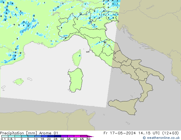 Precipitation Arome 01 Fr 17.05.2024 15 UTC