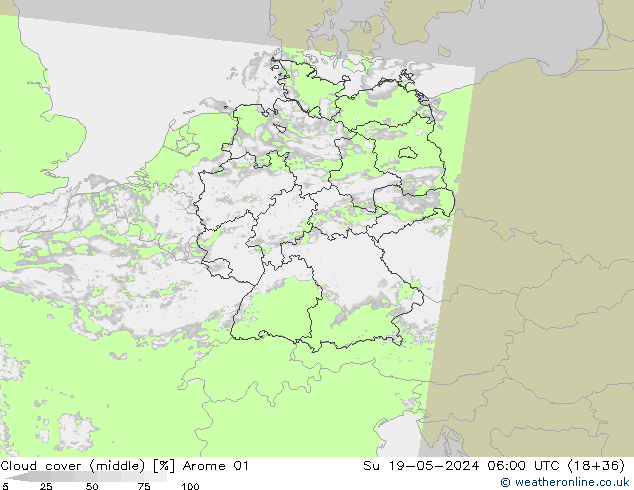 Bewolking (Middelb.) Arome 01 zo 19.05.2024 06 UTC