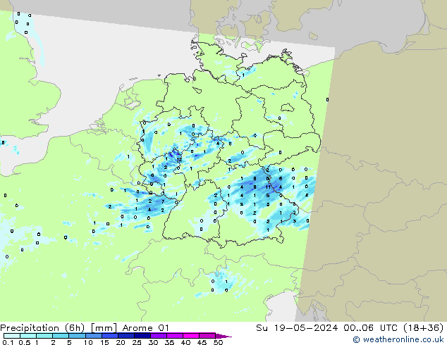Yağış (6h) Arome 01 Paz 19.05.2024 06 UTC