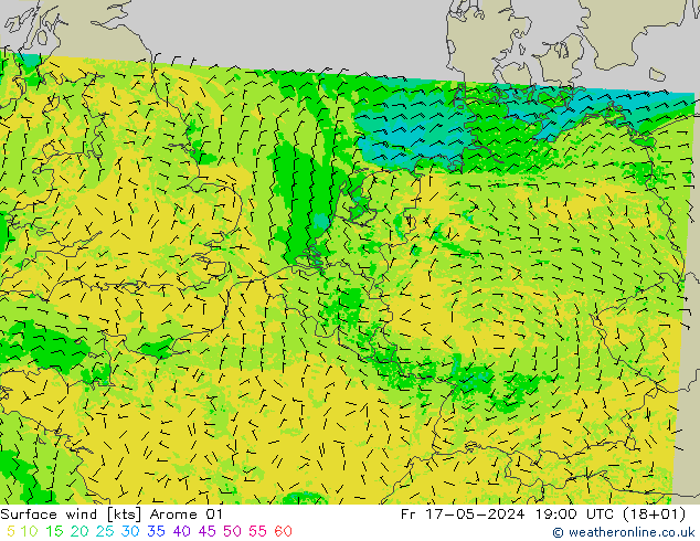 Bodenwind Arome 01 Fr 17.05.2024 19 UTC