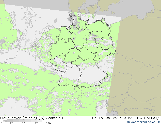 Nubes medias Arome 01 sáb 18.05.2024 01 UTC