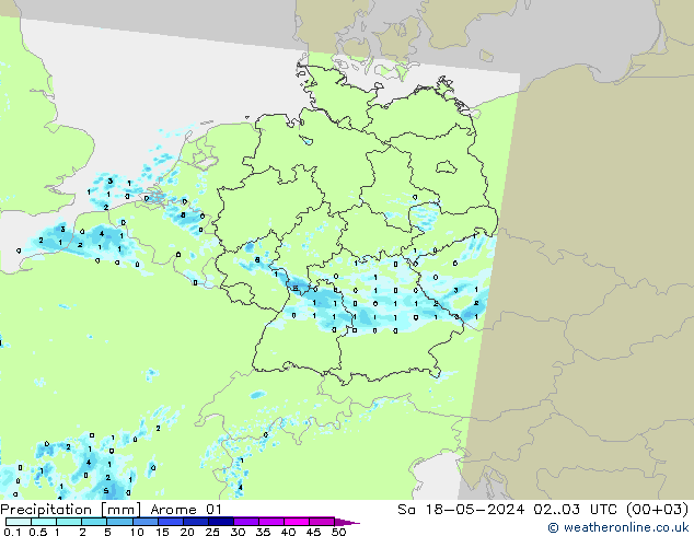 降水 Arome 01 星期六 18.05.2024 03 UTC
