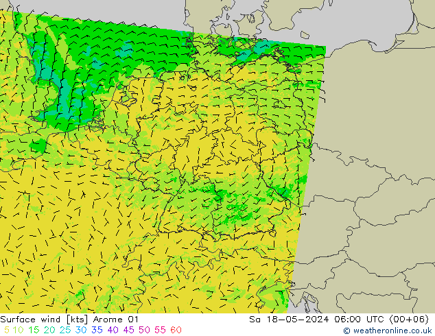 Surface wind Arome 01 So 18.05.2024 06 UTC